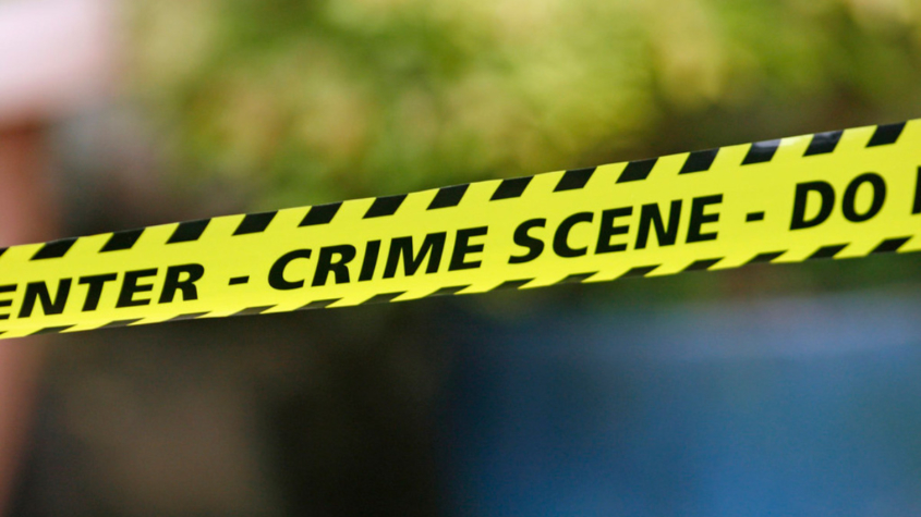 Mock homicide crime scene tape
