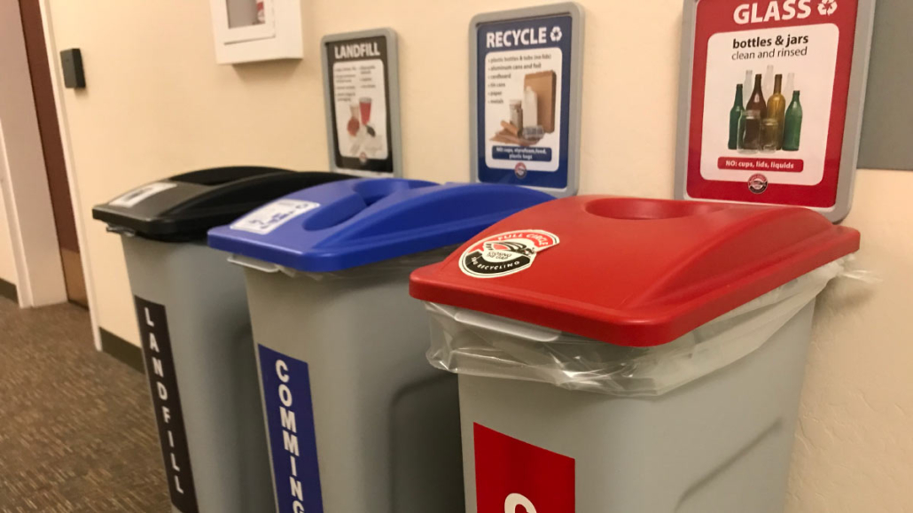 Centralized trash cans and recycling bins will be the focus at SOU